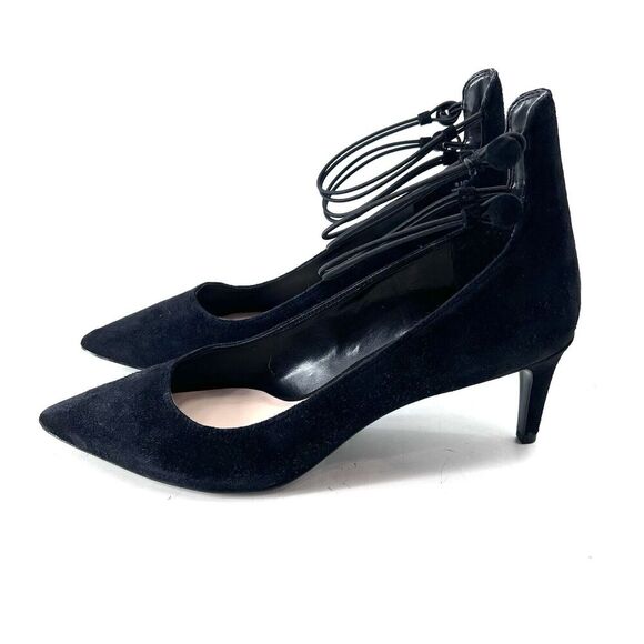 Nine West Sawtelle Black Suede Ankle Strap Kitten Heel Pumps - Picture 6 of 10
